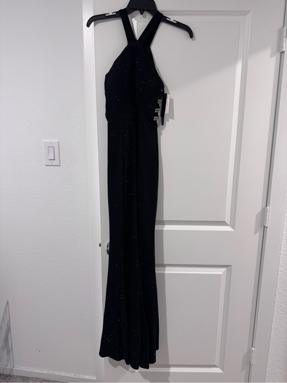 Black Sparkle Halter Prom Gown